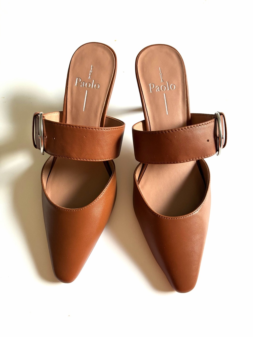 Linea Paolo (Cynthia) Pointed Mule with Buckle Strap.Napa leather 5.5.NWT.